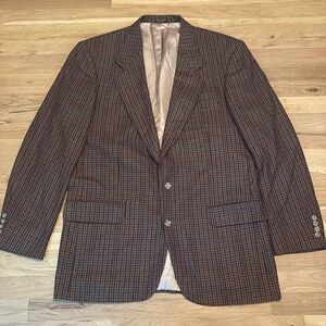Vintage Oscar de la Renta Tan Wool Cashmere Blend Satin Lined Blazer Men’s 42L